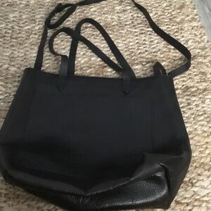 Madewell Black Leather-Trim Tote